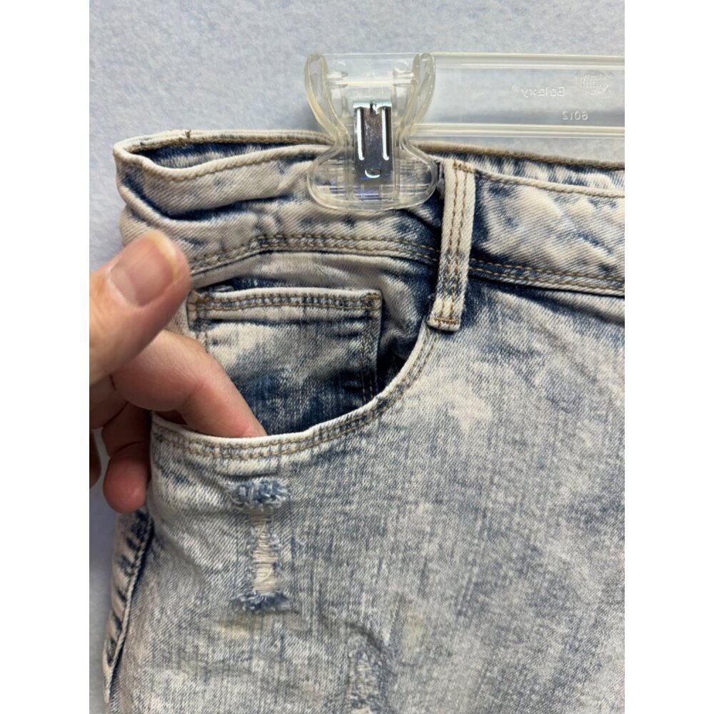 L.E.I. Ladies Juniors Distressed Button Fly Stretch Jeans Blue Size 13 Regular - Picture 5 of 14